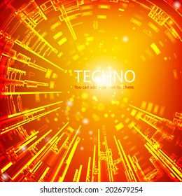 Techno abstract background. Glowing elements wallpaper. Vector.