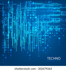 Techno abstract background. Glowing elements wallpaper.