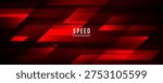 Techno abstract background on dark space with glowing red lines decoration. High speed concept with horizontal shapes. Modern graphic design element cutout style for web, flyer, card or brochure cover