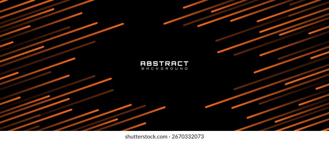 Techno abstrakter Hintergrund auf dunklem Raum mit diagonalen orangefarbenen Linien Dekoration. Hohe Geschwindigkeit mit Streifen Stil. Modernes Design-Element-Glühkonzept für Banner, Flyer, Karte oder Broschüre