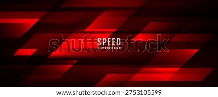 Techno abstract background on dark space with glowing red lines decoration. High speed concept with horizontal shapes. Modern graphic design element cutout style for web, flyer, card or brochure cover