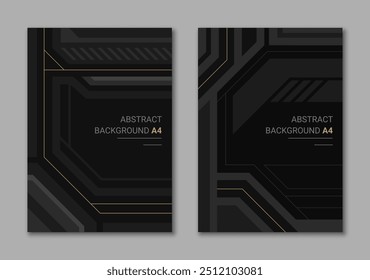 Conjunto de fondos abstractos de Techno para la página de Vertical A4. Cubierta de folleto geométrica moderna monocromática.