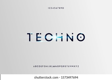 techno. Abstract technology futuristic alphabet font. digital space typography vector illustration design