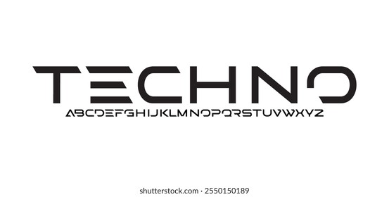 Tecno, tecnología Abstractas Futuristic Alphabet Font. tipografía de espacio digital Diseño de Ilustración vectorial