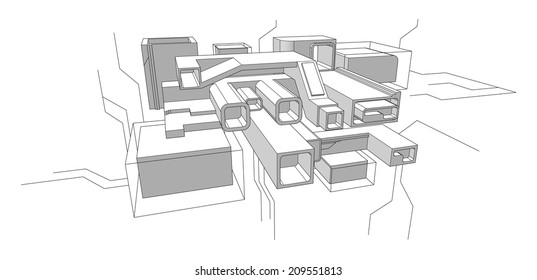 techno abstraction background geometric architecture