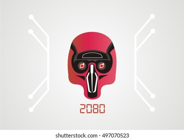 techno art red helmet vector