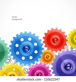 Techno background with colorful gears.
