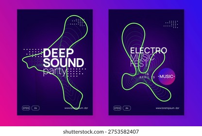 Techno Background. Music Electro Graphic. Violet Sound Magazine. Blue Discotheque Flyer. Fest Banner. Concert Invite. Electronic Beat Illustration. Green Techno Background