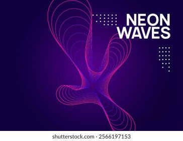 Techno Background. Night Club Poster. Dance Trance Template. Violet Edm Design. Green Sound Banner. Electro Vector. Nightclub Audio Invitation. Pink Techno Background