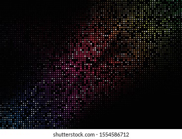 Techno background with rainbow coloured halftone squares design