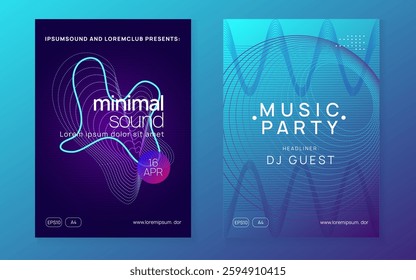 Techno Background. Violet Music Flyer. Trance Invite. Psychedelic Radio Invitation. Sound Concert Template. Green Party Set. Dj Event. Blue Techno Background