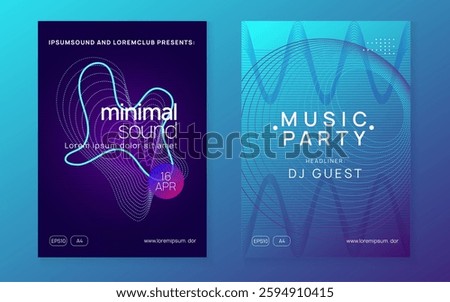 Techno Background. Violet Music Flyer. Trance Invite. Psychedelic Radio Invitation. Sound Concert Template. Green Party Set. Dj Event. Blue Techno Background
