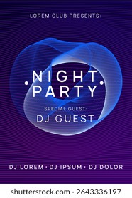 Techno Banner. Trance Vector. Nightclub Audio Invitation. Edm Electro Graphic. Blue Night Club Flyer. Dj Poster. Green Fest Event. Violet Techno Banner