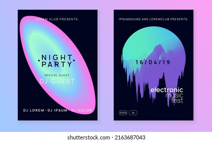 Techno Banner Wave Electro Party Neon Stock Vector (Royalty Free ...