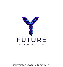 Techno Block Futuristic Letter Y