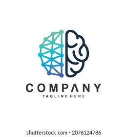plantilla de diseño del logotipo del cerebro de techno