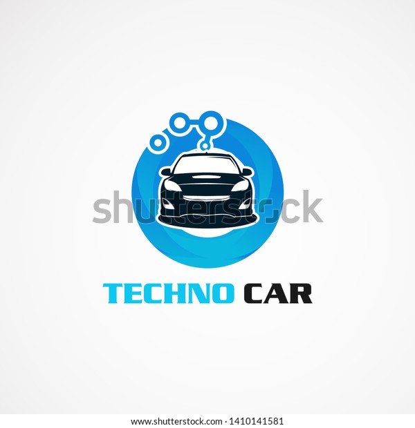 techno car with blue circle logo vector, icon,
element, and template for
company