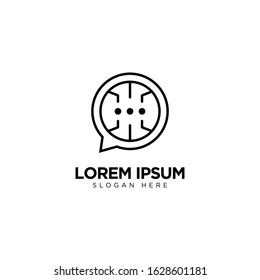 Techno Chat Logo Design, Communication Logo Template