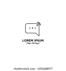 Techno Chat logo vector icon illustration line outline monoline