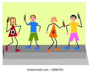 techno children amusing in dance