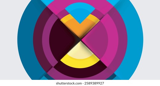 Techno circles and semi circles. Vector Illustration For Wallpaper, Banner, Background, Card, Book Illustration, landing page