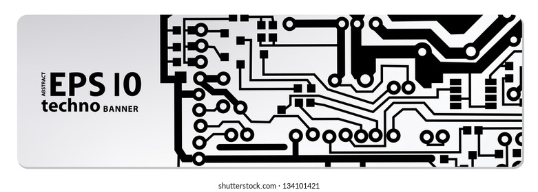 techno circuit web banners. EPS10 vector illustration