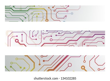 techno circuit web banners. EPS10 vector illustration