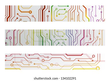 techno circuit web banners. EPS10 vector illustration