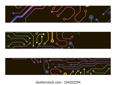 techno circuit web banners. EPS10 vector illustration