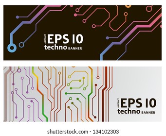 techno circuit web banners. EPS10 vector illustration