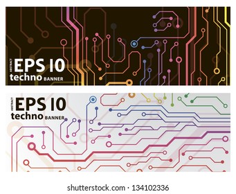 techno circuit web banners. EPS10 vector illustration