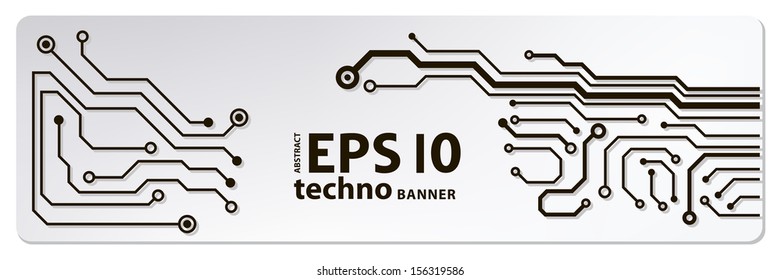 Anuncios de Web de circuito techno. Ilustración vectorial EPS10
