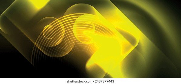 Techno concept with neon circles geometric design. Vector Illustration For Wallpaper, Banner, Background, Card, Book Illustration, landing page