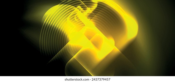 Techno concept with neon circles geometric design. Vector Illustration For Wallpaper, Banner, Background, Card, Book Illustration, landing page