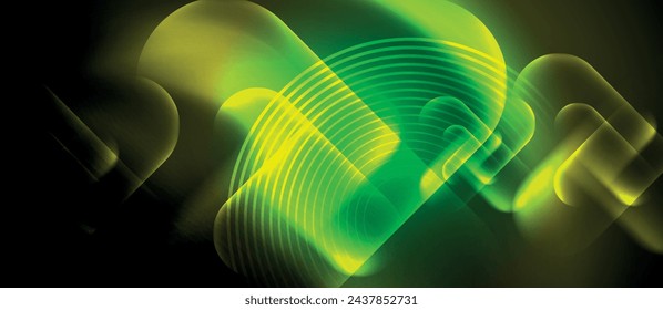 Techno concept with neon circles geometric design. Vector Illustration For Wallpaper, Banner, Background, Card, Book Illustration, landing page