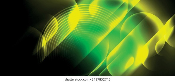Techno concept with neon circles geometric design. Vector Illustration For Wallpaper, Banner, Background, Card, Book Illustration, landing page