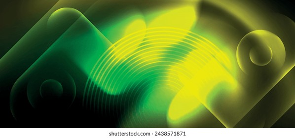 Techno-Konzept mit Neonkreisen geometrisches Design. Vektor-Illustration für Tapete, Banner, Hintergrund, Karte, Buch-Illustration, Landing Page
