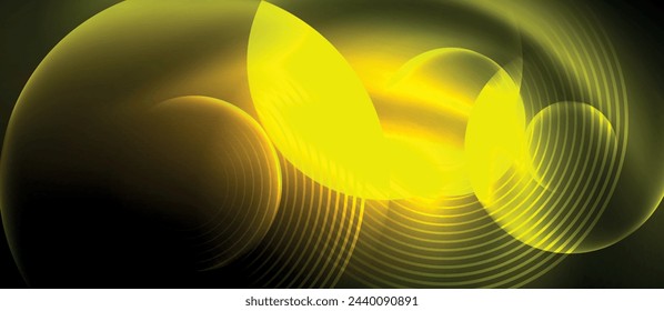 Techno concept with neon circles geometric design. Vector Illustration For Wallpaper, Banner, Background, Card, Book Illustration, landing page