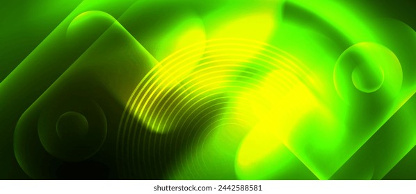 Techno concept with neon circles geometric design. Vector Illustration For Wallpaper, Banner, Background, Card, Book Illustration, landing page