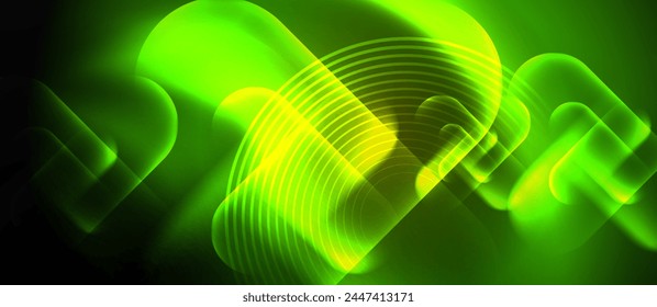 Concepto tecno con diseño geométrico de círculos de neón. Ilustración vectorial Para Fondo de pantalla, Anuncio, Fondo, Tarjeta, Ilustración de libro, página de destino