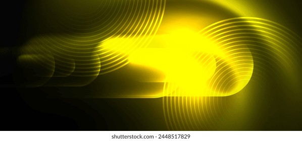 Techno concept with neon circles geometric design. Vector Illustration For Wallpaper, Banner, Background, Card, Book Illustration, landing page