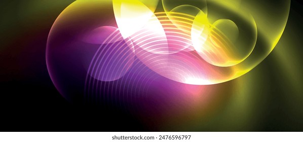 Techno concept with neon circles geometric design. Vector Illustration For Wallpaper, Banner, Background, Card, Book Illustration, landing page