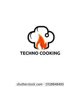 techno cooking logo vector concept, icon, element, and template for business