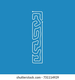 Techno Cyber Alphabet. Digital hi-tech Style Font. Letters I. Vector