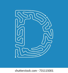 Techno Cyber Alphabet. Digital hi-tech Style Font. Letters D. Vector