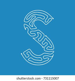 Techno Cyber Alphabet. Digital hi-tech Style Font. Letters S. Vector