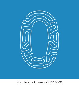 Techno Cyber Alphabet. Digital hi-tech Style Font. Number 0. Vector