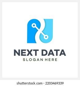 Techno Data logo design letter N