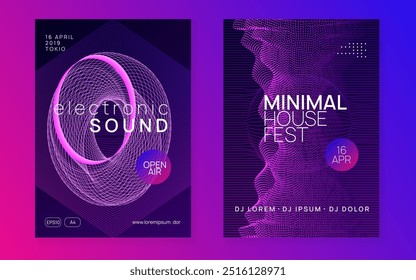 Techno Design. Concert Vector. Night Club Event. Discotheque Electro Template. Green Fest Flyer. Pink Dance Magazine. Nightclub Disco Illustration. Blue Techno Design