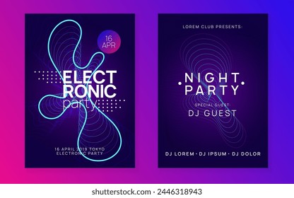 Techno Design. Soundwave Beat Illustration. Discotheque Event. Green Music Background. Pink Dj Set. Concert Vector. Party Electro Graphic. Violet Techno Design